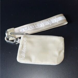 lululemon athletica beige cream wristlet key pouch